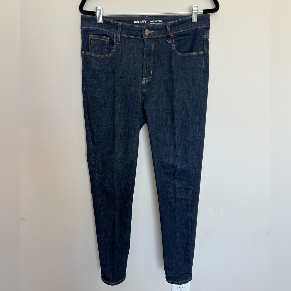 Old Navy Rockstar High Rise Skinny Jeans Dark Wash Blue Womens 12 Regular